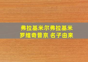 弗拉基米尔弗拉基米罗维奇普京 名子由来